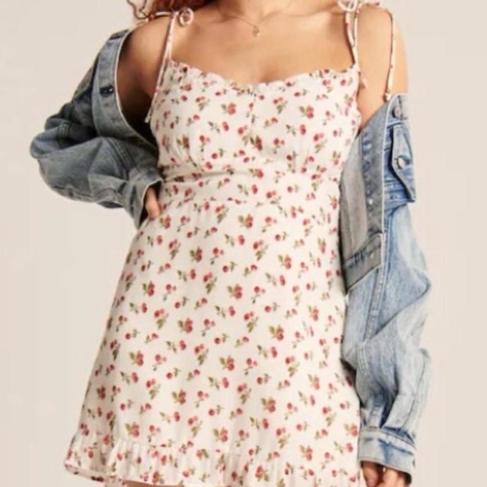 Abercrombie & Fitch Cherry Print Mini Dress with scrunchie Size S